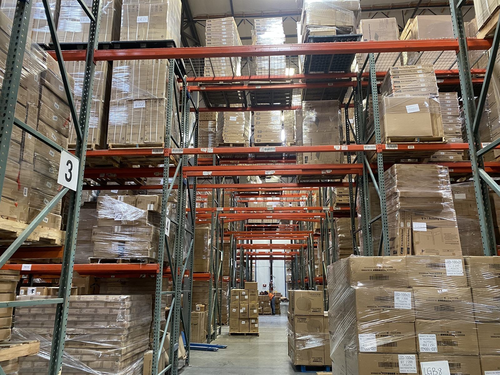 Tall rack storage inside Broadi's Los Angeles warehouse